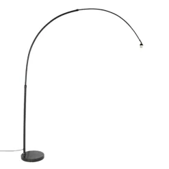 QAZQA Moderne Bogenleuchte schwarz mit Marmorsockel - XXL