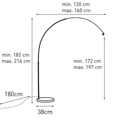QAZQA Moderne Bogenleuchte Stahl XL verstellbar ohne Schirm