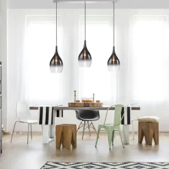 Paul Neuhaus Moderne Chrom-Pendelleuchte mit Rauchglas 3-flammig - Pilua