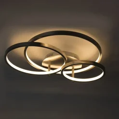 QAZQA Moderne Deckenleuchte aus Stahl inkl. LED und Dimmer - Rondas