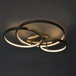 QAZQA Moderne Deckenleuchte aus Stahl inkl. LED und Dimmer - Rondas