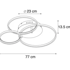 QAZQA Moderne Deckenleuchte aus Stahl inkl. LED und Dimmer - Rondas