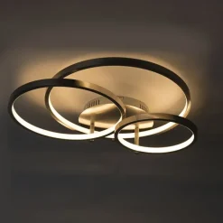 QAZQA Moderne Deckenleuchte aus Stahl inkl. LED und Dimmer - Rondas