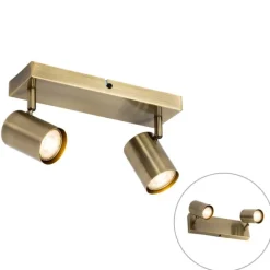 QAZQA Moderne Deckenleuchte Bronze 2-flammig verstellbar rechteckig - Jeana