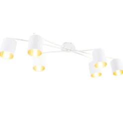 QAZQA Moderne Deckenleuchte 6-Flammig weiß - Lofty