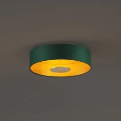 QAZQA Moderne Deckenleuchte Grün Samt inkl. LED 3-Stufen-Dimmbar - Bredow