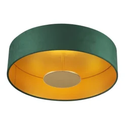 QAZQA Moderne Deckenleuchte Grün Samt inkl. LED 3-Stufen-Dimmbar - Bredow