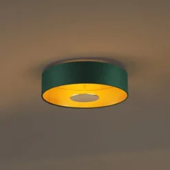 QAZQA Moderne Deckenleuchte Grün Samt inkl. LED 3-Stufen-Dimmbar - Bredow