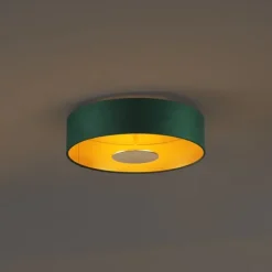 QAZQA Moderne Deckenleuchte Grün Samt inkl. LED 3-Stufen-Dimmbar - Bredow