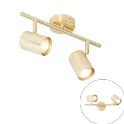 QAZQA Moderne Deckenleuchte Messing 2-flammig verstellbar - Jeana