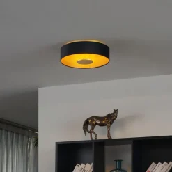 QAZQA Moderne Deckenleuchte Schwarz Samt inkl. LED 3-Stufen Dimmbar - Bredow