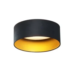 QAZQA Moderne Deckenleuchte Schwarz Samt 40cm inkl. LED 3-Stufen Dimmbar - Sue