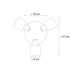 QAZQA Moderne Deckenleuchte Schwarz mit rundem Rauchglas 3-flammig - Cilin