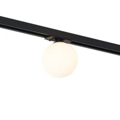 QAZQA Moderne Deckenleuchte schwarz mit weißem Glas für 1-Phasen-Schienensystem - Iconic Perle