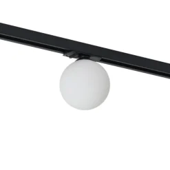 QAZQA Moderne Deckenleuchte schwarz mit weißem Glas für 1-Phasen-Schienensystem - Iconic Perle