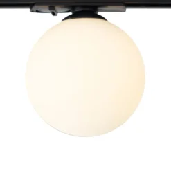 QAZQA Moderne Deckenleuchte schwarz mit weißem Glas für 1-Phasen-Schienensystem - Iconic Perle