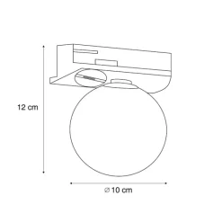 QAZQA Moderne Deckenleuchte schwarz mit weißem Glas für 1-Phasen-Schienensystem - Iconic Perle