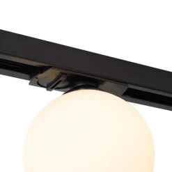 QAZQA Moderne Deckenleuchte schwarz mit weißem Glas für 1-Phasen-Schienensystem - Iconic Perle