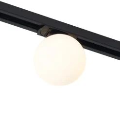 QAZQA Moderne Deckenleuchte schwarz mit weißem Glas für 1-Phasen-Schienensystem - Iconic Perle