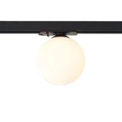 QAZQA Moderne Deckenleuchte schwarz mit weißem Glas für 1-Phasen-Schienensystem - Iconic Perle