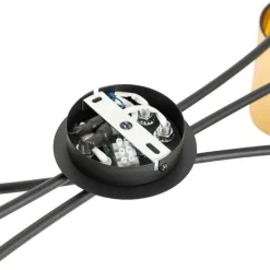 QAZQA Moderne Deckenleuchte schwarz mit goldenen 6 Lichtern - Lofty