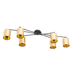 QAZQA Moderne Deckenleuchte schwarz mit goldenen 6 Lichtern - Lofty