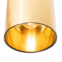 QAZQA Moderne Deckenleuchte schwarz mit goldenen 6 Lichtern - Lofty