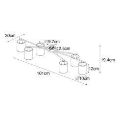 QAZQA Moderne Deckenleuchte schwarz mit goldenen 6 Lichtern - Lofty