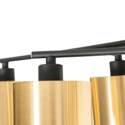 QAZQA Moderne Deckenleuchte schwarz mit goldenen 6 Lichtern - Lofty