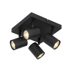 QAZQA Moderne Deckenleuchte schwarz 4-flammig verstellbar quadratisch - Jeana