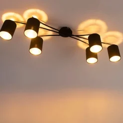 QAZQA Moderne Deckenleuchte schwarz 6-Flammig - Lofty