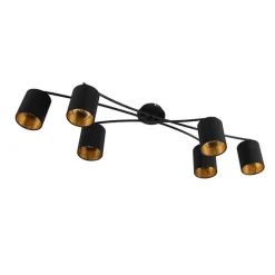 QAZQA Moderne Deckenleuchte schwarz 6-Flammig - Lofty