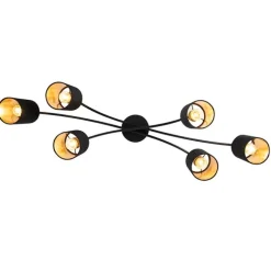 QAZQA Moderne Deckenleuchte schwarz 6-Flammig - Lofty