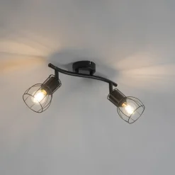 QAZQA Moderne Deckenleuchte schwarz 2-Licht verstellbar - Botu