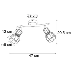 QAZQA Moderne Deckenleuchte schwarz 2-Licht verstellbar - Botu