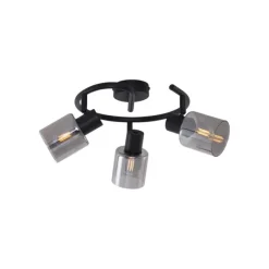 QAZQA Moderne Deckenleuchte Schwarz mit Rauchglas Spirale 3-flammig - Cilin