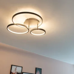 QAZQA Moderne Deckenleuchte schwarz inkl. LED und Dimmer - Rondas