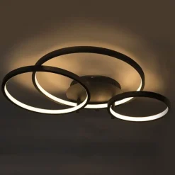 QAZQA Moderne Deckenleuchte schwarz inkl. LED und Dimmer - Rondas