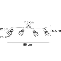 QAZQA Moderne Deckenleuchte schwarz 86 cm 4-Licht - Botu