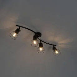 QAZQA Moderne Deckenleuchte schwarz 86 cm 4-Licht - Botu