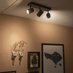 QAZQA Moderne Deckenleuchte schwarz 3-flammig verstellbar rechteckig - Jeana