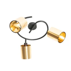 QAZQA Moderne Deckenleuchte schwarz mit goldenem 3-Licht - Lofty