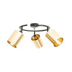 QAZQA Moderne Deckenleuchte schwarz mit goldenem 3-Licht - Lofty