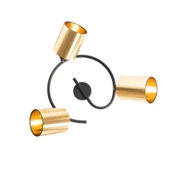 QAZQA Moderne Deckenleuchte schwarz mit goldenem 3-Licht - Lofty