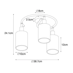 QAZQA Moderne Deckenleuchte schwarz mit goldenem 3-Licht - Lofty