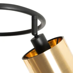 QAZQA Moderne Deckenleuchte schwarz mit goldenem 3-Licht - Lofty