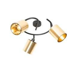QAZQA Moderne Deckenleuchte schwarz mit goldenem 3-Licht - Lofty