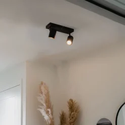 QAZQA Moderne Deckenleuchte schwarz 2-flammig Verstellbar Rechteckig - Jeana