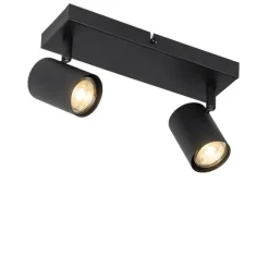 QAZQA Moderne Deckenleuchte schwarz 2-flammig Verstellbar Rechteckig - Jeana