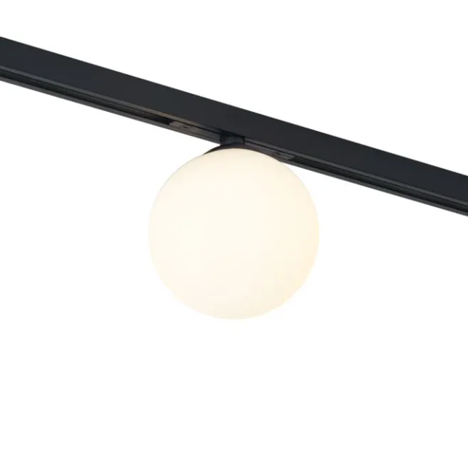 QAZQA Moderne Deckenleuchte schwarz mit weißem Glas für 1-Phasen-Schienensystem - Slimline Eira